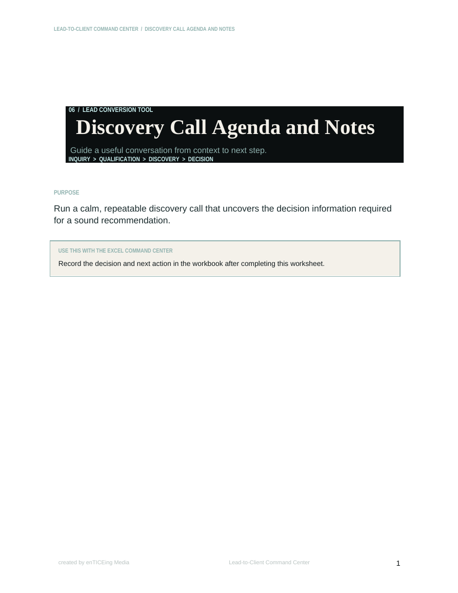 Discovery Call Agenda and Notes preview