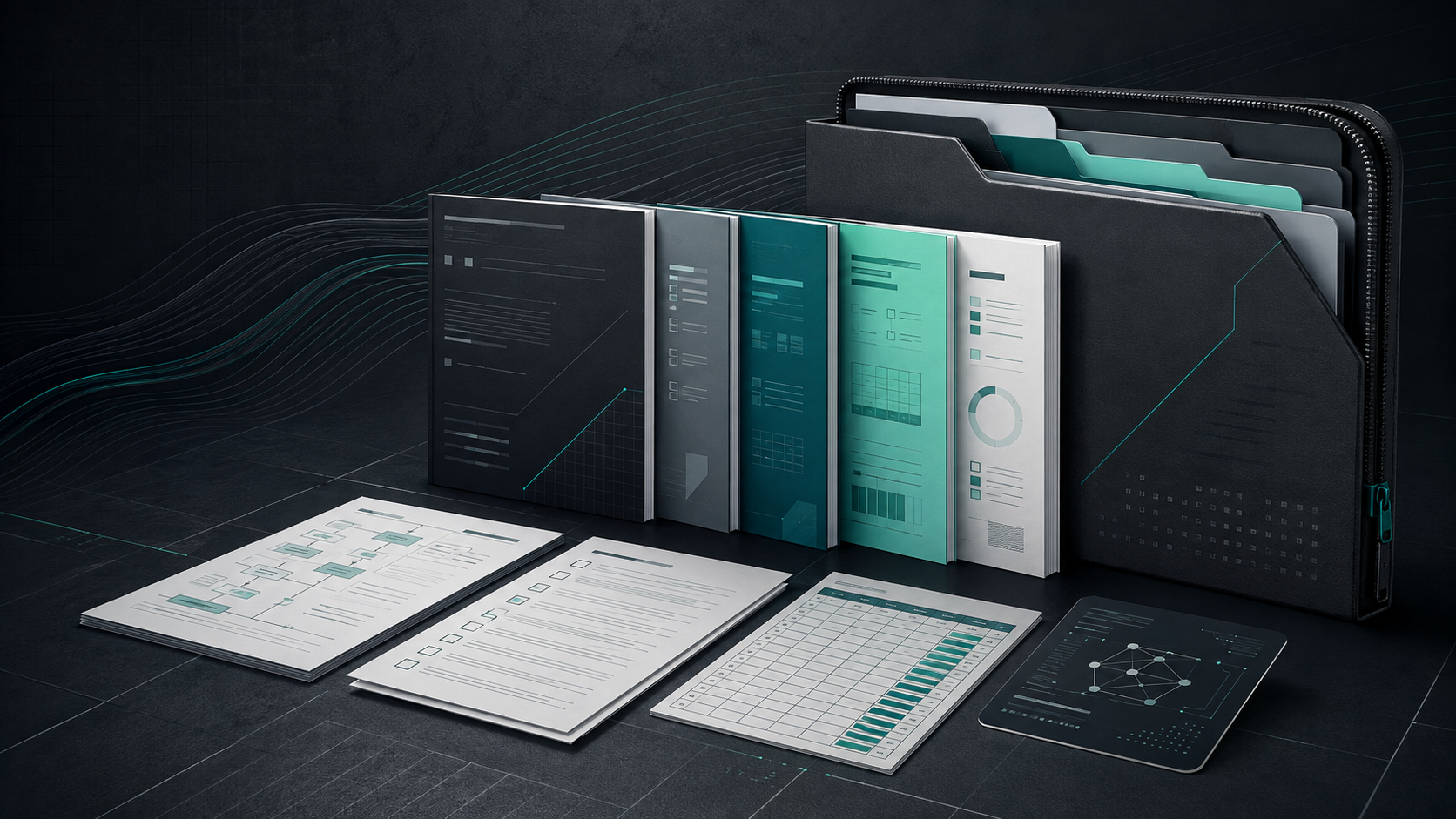 A visual bundle of the SOP guides, editable templates, completed examples, AI prompt companion, and Excel tracker